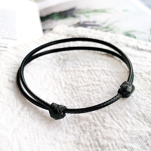 Handmade by me! Jewelry - Black Waxed Cord Slip Knot Bracelet